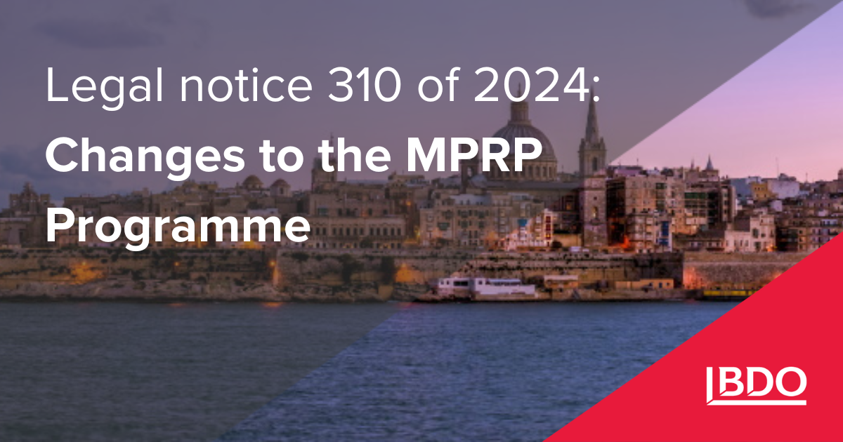 Mprp Changes to the MPRP Programme - BDO Malta
