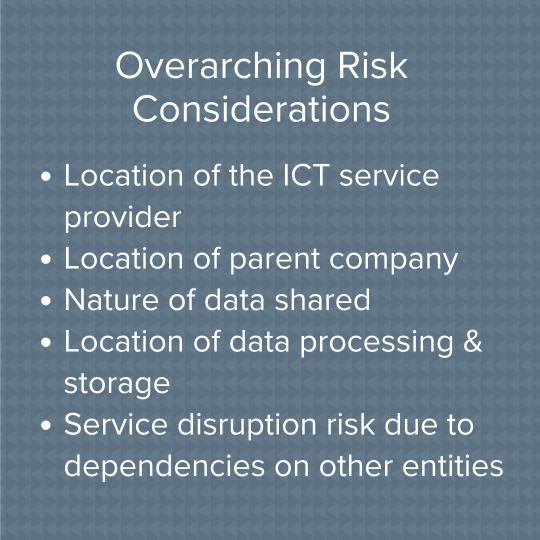 DORA RTS for 3rd Party Risk Management Risk Considerations